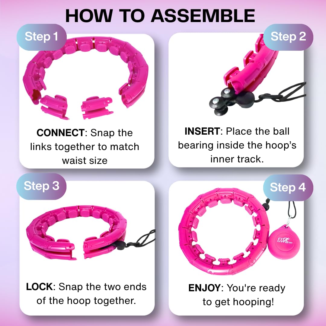 FIT ON FORM Infinity Weighted Hula Hoop for Adults Weight Loss - Smart Exercise Hola Circle Hoop for Women Abs Workout - 47 Inches