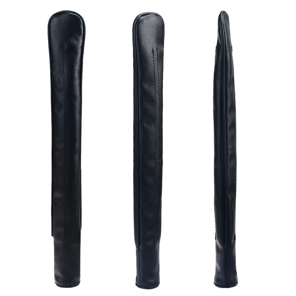 BIG TEETH Golf Alignment Stick Cover - Holds 2 Sticks, Leather, Black