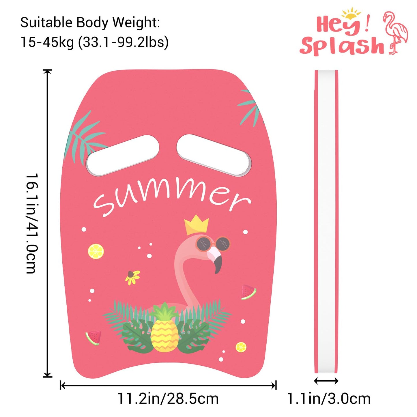 HeySplash Swim Kickboard for Kids, Swimming Kickboard Cute Pattern Swim Training Aid for Children, Pool Exercise Equipments for Beginning Swimmers Safety Swim Board Auxiliary, Magenta Flamingo