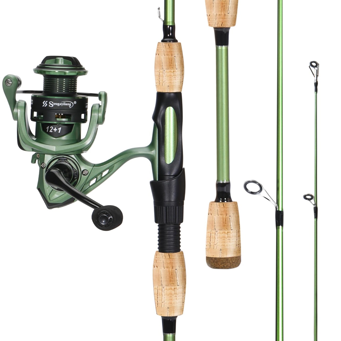 Sougayilang Fishing Rod Reel Combos, Graphite 2Pc Blanks Fishing Pole with Casting & Spinning Reel, Stainless Steel Guides- Spinning 7'0" with 2000 Reel