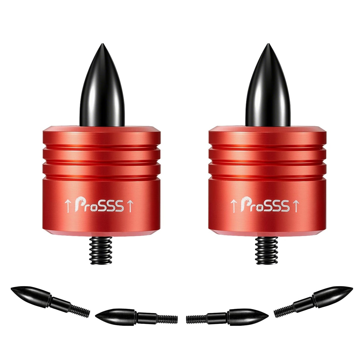 ProSSS Crossbow Bolt Decocking Head Set – 2 Pack Decocking Tips with 4 Steel Replacement Tips, High-Visibility Orange, 8-32 Thread Compatible with Most Crossbow Bolts, Recurve and Compound Bows