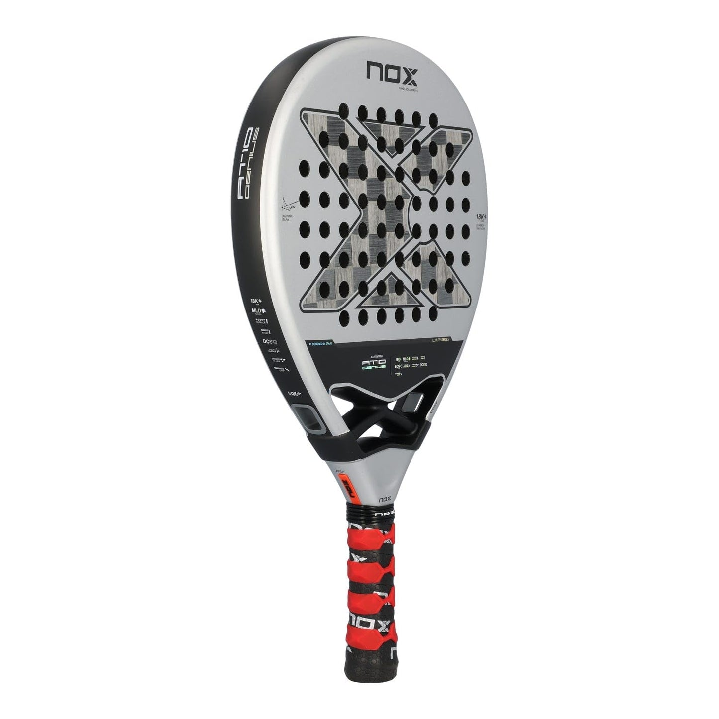 Padel Racket AT10 by Agustin Tapia 2024 | Luxury Series Teardrop Pala Padel | EOS Flap Aerodynamics & Custom Grip Technology | 18K Aluminized Carbon with MLD Black Eva Core | Advanced Pala de Padel