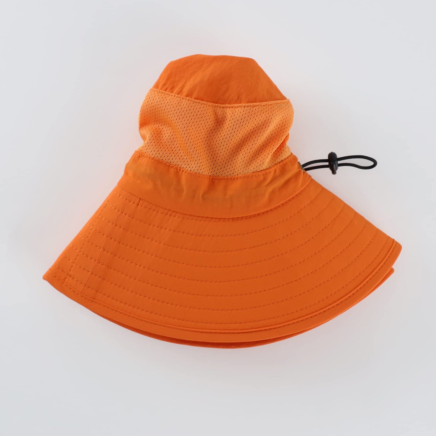 Home Prefer Outdoor UPF50+ Mesh Sun Hat Wide Brim Fishing Hat with Neck Flap (Orange)