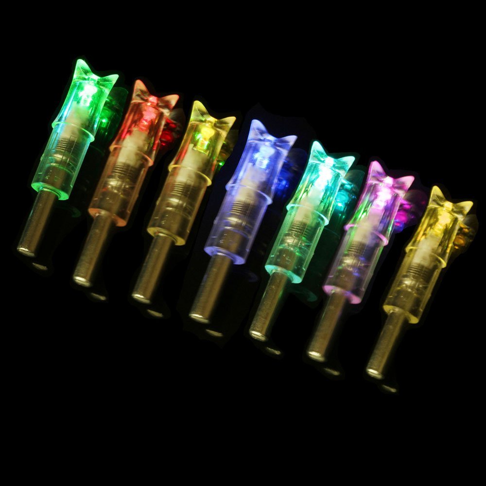 Reikawa 6PCS Lighted Nocks for Crossbow with .300''/7.62mm Inside Diameter,Half Moon Style Lighted Archery nocks