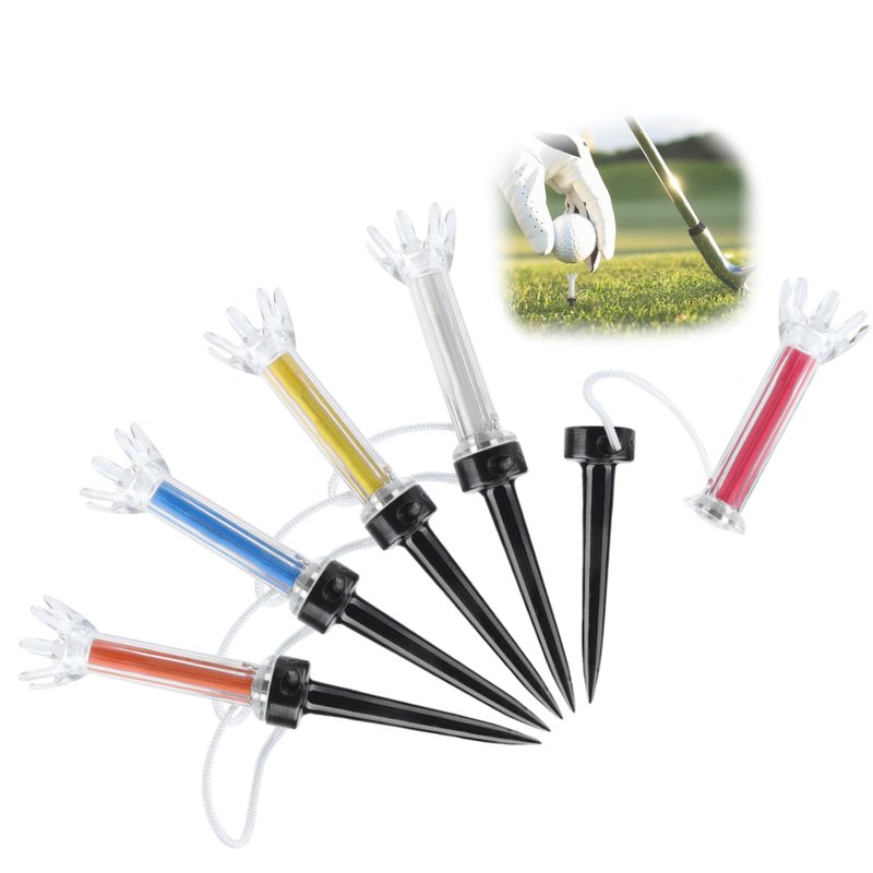 Magnetic Golf Tees 5Pcs - Unbreakable Flexible Plastic Golf Tees with Elastic Recovery & Anti-Loss Cord, Professional 79mm/3.11inch Long Rubber Golf Tees for Driving Range Mats Training and Practice
