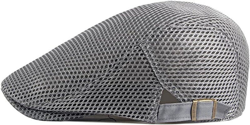 Men's Breathable Mesh Summer Hat - Adjustable Newsboy Beret Ivy Cap | Cabbie Flat Cap