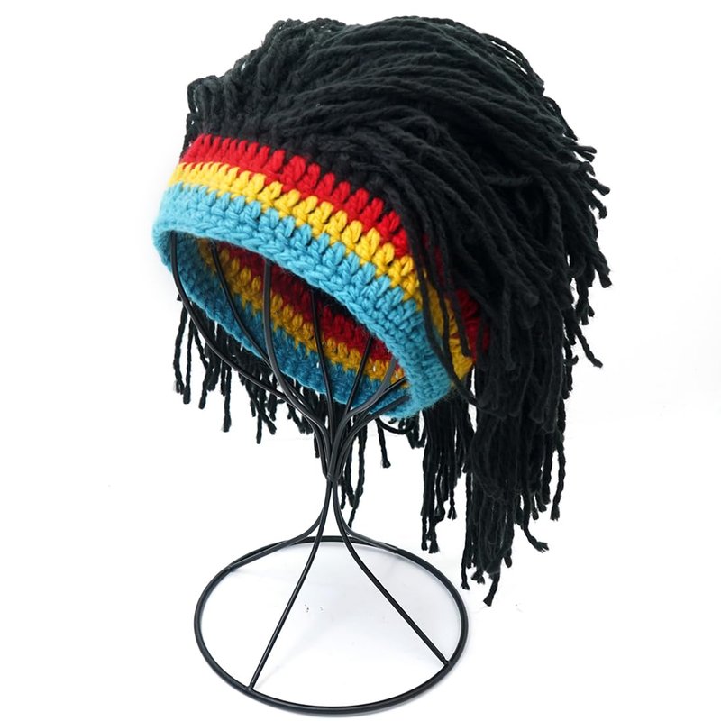 YeeHeen Wig Hat Knitted Wigs Beanie Hats with Dreadlocks Reggae Wig Cap for Women Men Black