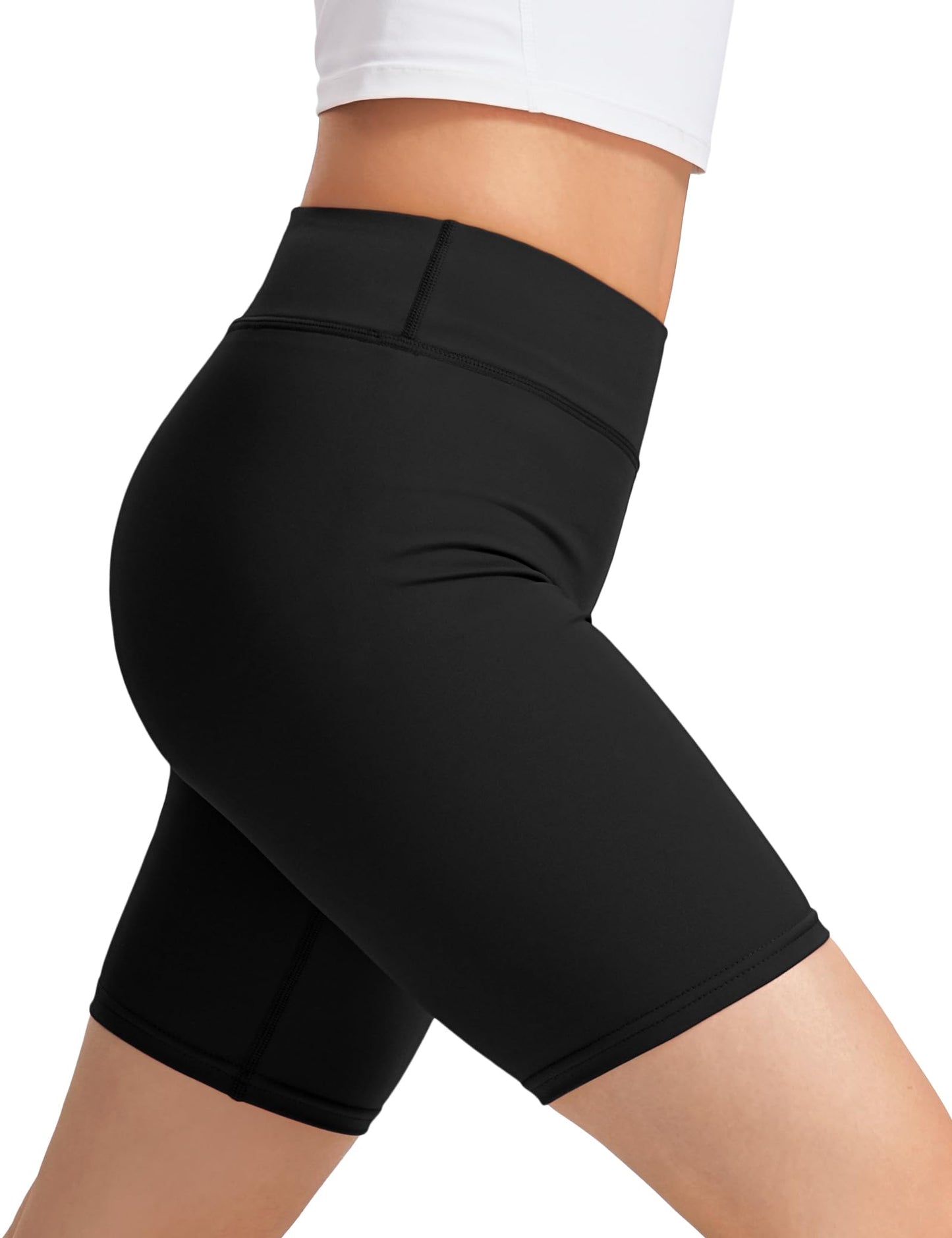 JOCMIC Girls Athletic Bike Shorts High Waist Yoga Dance Gym Spandex Short for Kids Youth Black 9-10 Years