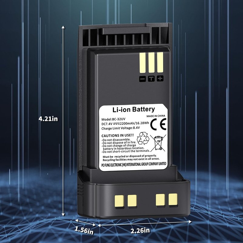 BAOFENG DM32 UV-32 Radio Battery 2500mAh USB-C Charging Rechargeable Battery Compatible with BAOFENG DM-32UV UV32 Walkie Talkie High Capacity Battery with Type-C Charging Cable,1Pack