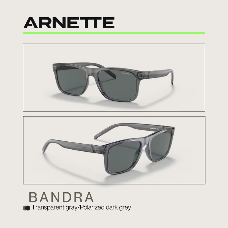 ARNETTE Bandra AN4298 278681 55MM Transparent Gray/Polarized Dark Grey Square Sunglasses for Men +Bundle with Accessory Eyewear Kit