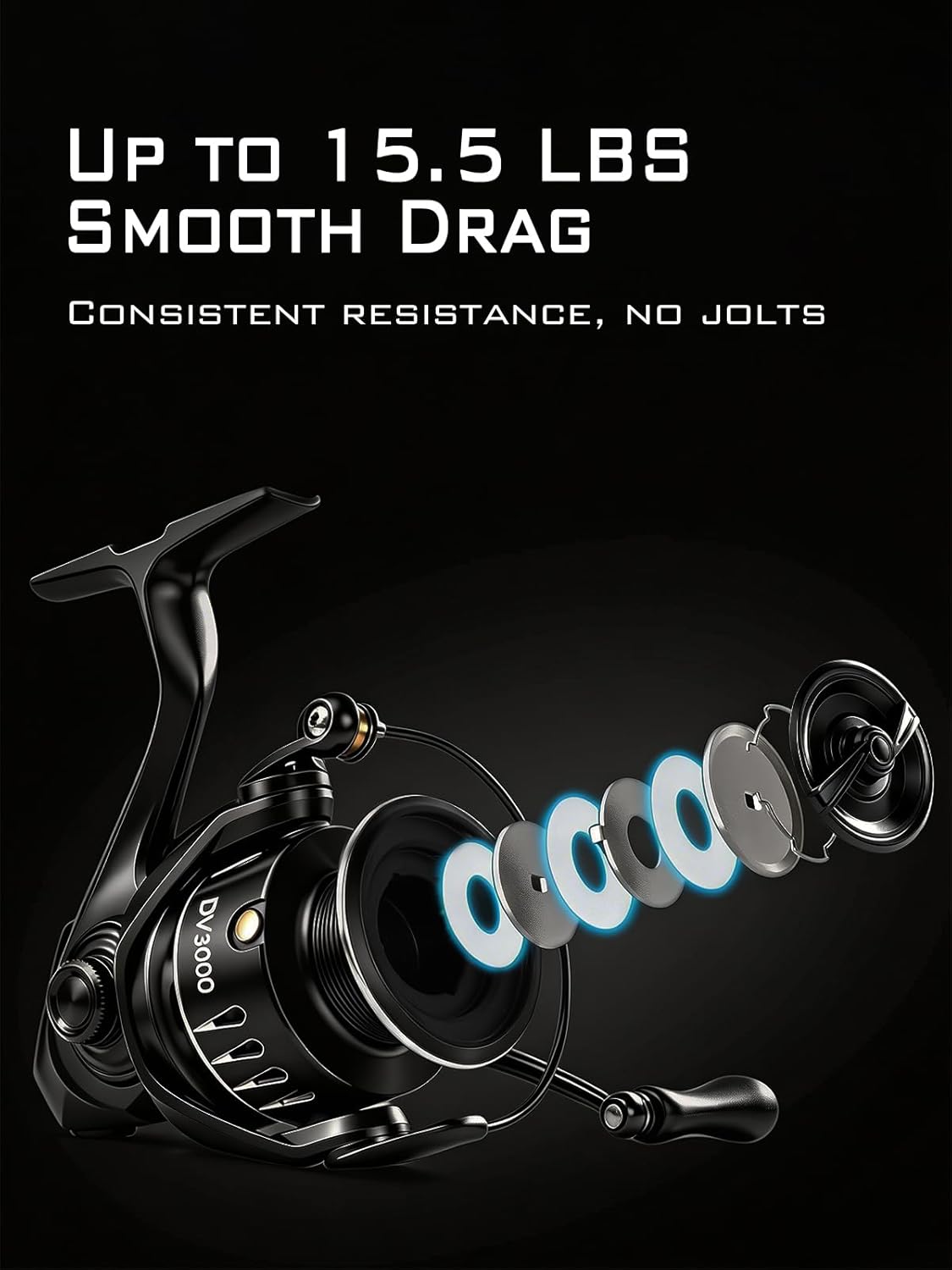 Lightweight Spinning Fishing Reel - Sealed Carbon Fiber, 20 LB Max Drag | 5.2:1 Gear Ratio, CNC Aluminum Spool, 1000-5000 Series
