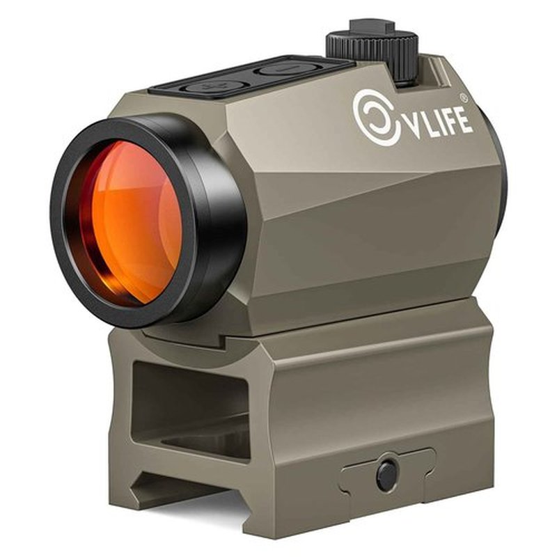 CVLIFE JackalHowl Red Dot Sight, Motion Awake 2 MOA Red Dot Optics, IPX7 Waterproof & Fogproof, 50,000H Battery Life, 1x20mm Compact Red Dot Scope for 21mm Picatinny Rail, Absolute Co-Witness (Sand)