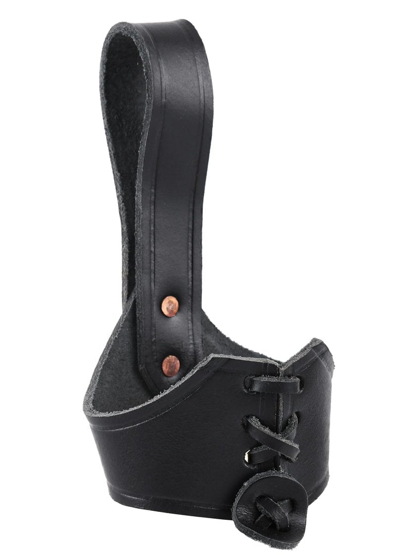 Battle-Merchant Leather Horn Holder Cowhide Belt Holster with Lacing Viking LARP Reenactment Black, Large – fits horns approx. 14–20 fl oz