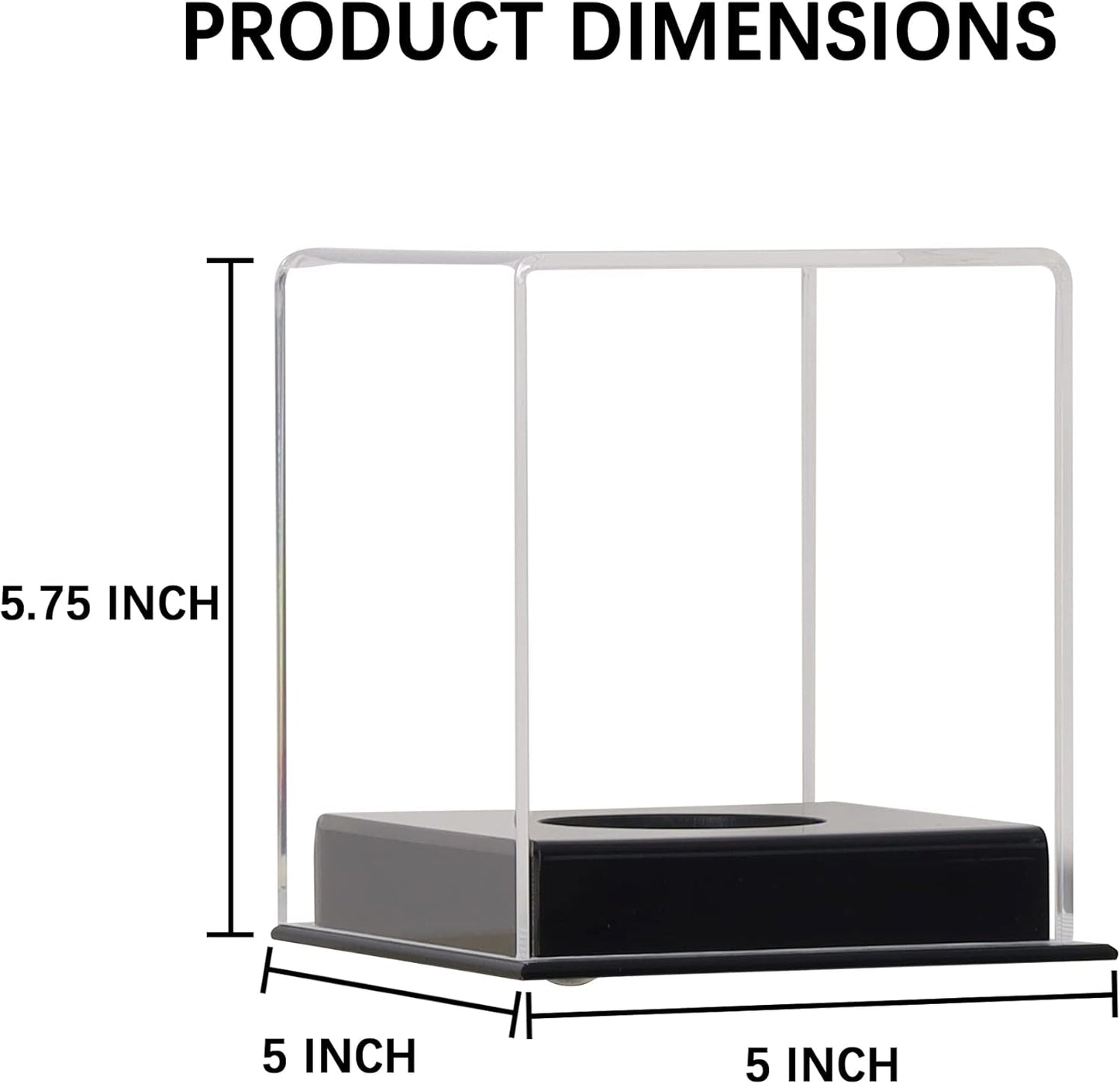 UV Protection Softball Display Case - Clear Cube for 12-Inch Balls | Black Plastic Stand