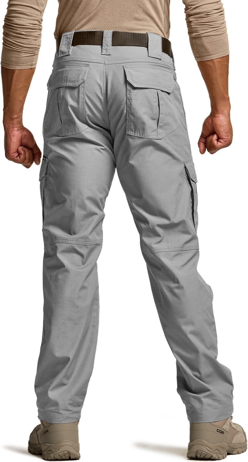 CQR Men's Tactical Pants, Water Resistant Ripstop Cargo Pants, Lightweight EDC Work Hiking Pants, Outdoor Apparel, Duratex Mag Pocket Stone, 46W x 30L