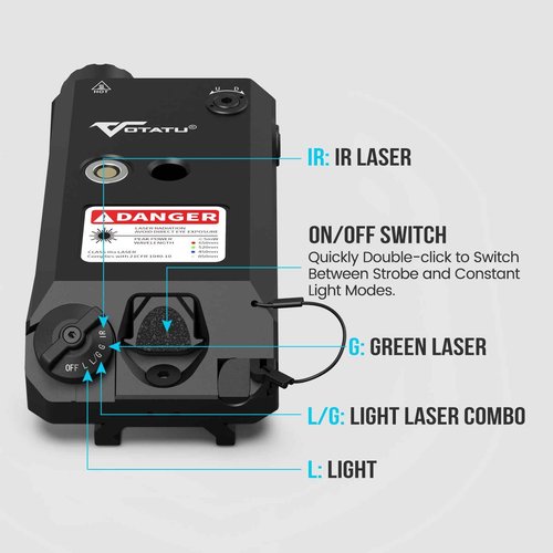 VOTATU V840 Laser Light Combo, Green/IR Laser 1500LM Flashlight for Rifle AR, Dual-Laser from One Output, Laser Flashlight Combo with Pressure Switch, Compatible with M-LOK Picatinny Rail
