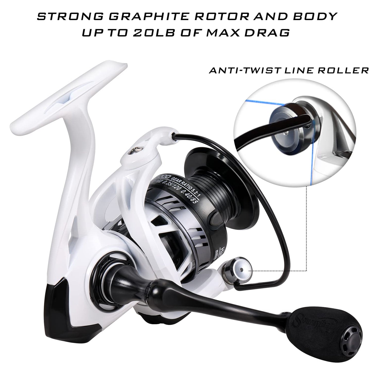 Sougayilang Fishing Rod and Reel Combo, Spinning Combo, 5.9ft, Medium Heavy, 2pcs, 2000 Reel