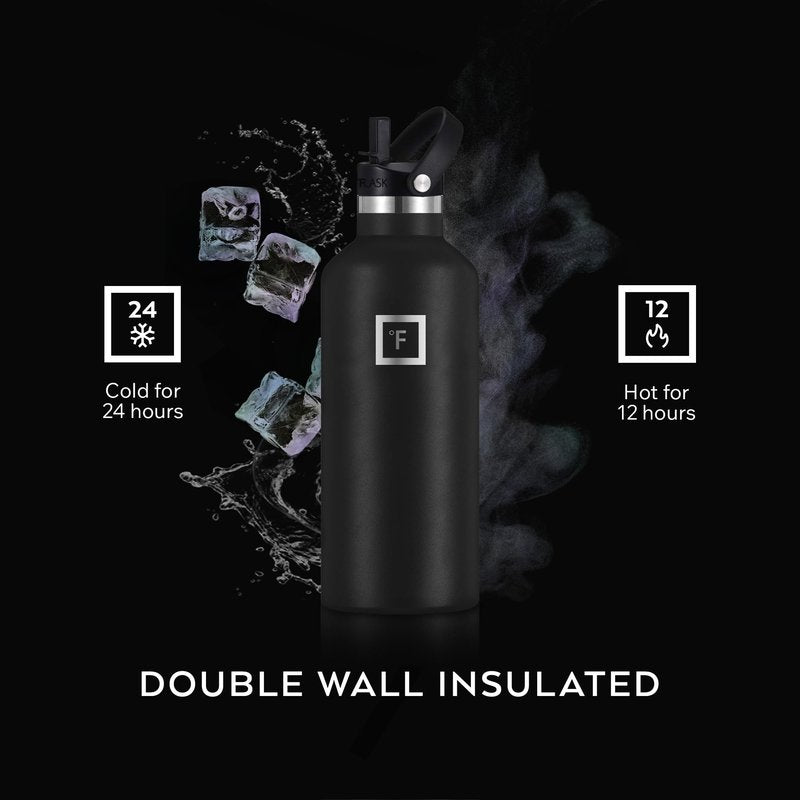 IRON °FLASK Camping & Hiking Hydration Flask with Straw, BPA-Free Insulated Stainless Steel Sports Water Bottle - 24 oz Sage