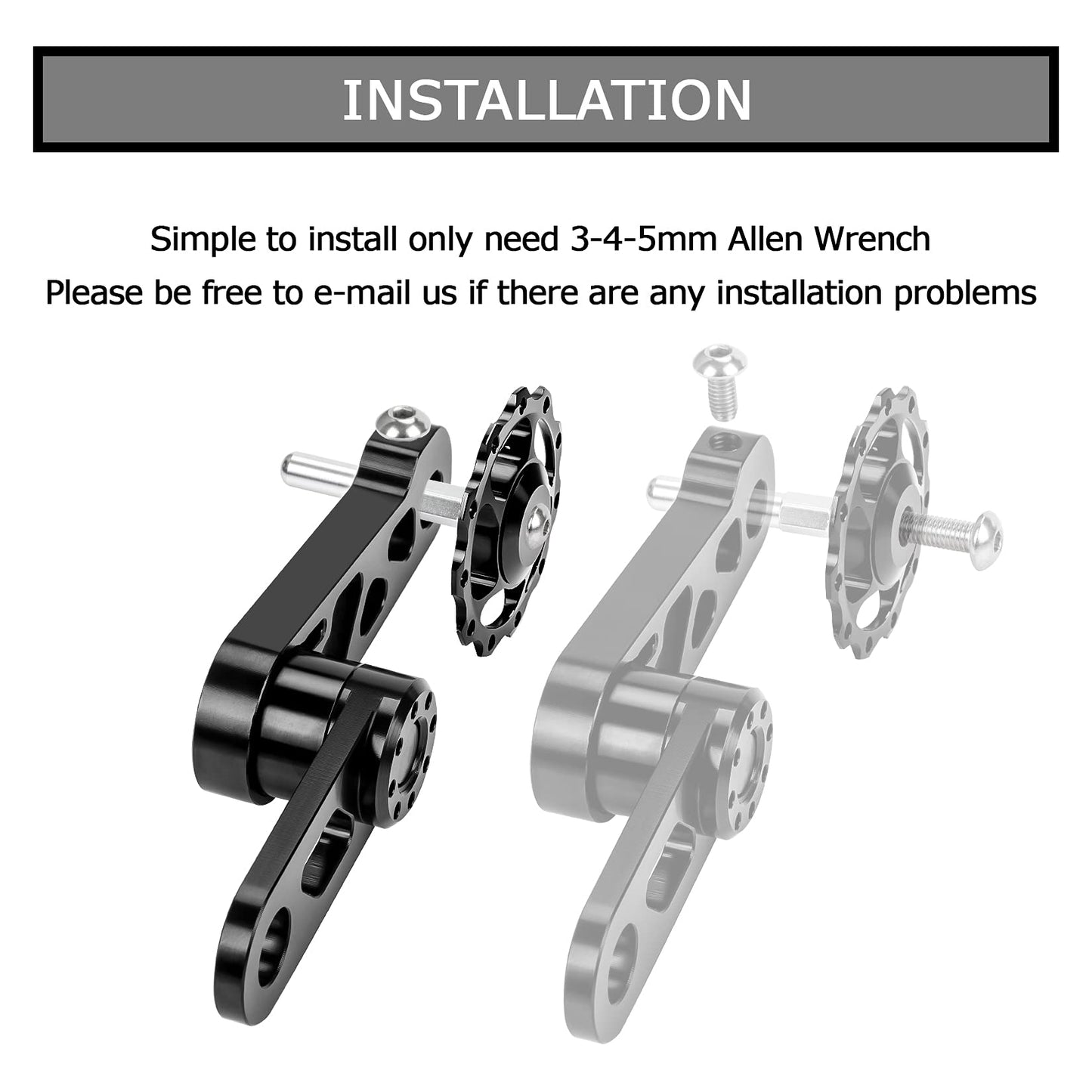 PSLER Bike Single Speed Chain Tensioner, Aluminum Alloy Bicycle Chain Guide with Derailleur Hanger, Foldable Bike Chain Stabilizer Replacement for MTB Road Cycling Accessories Black