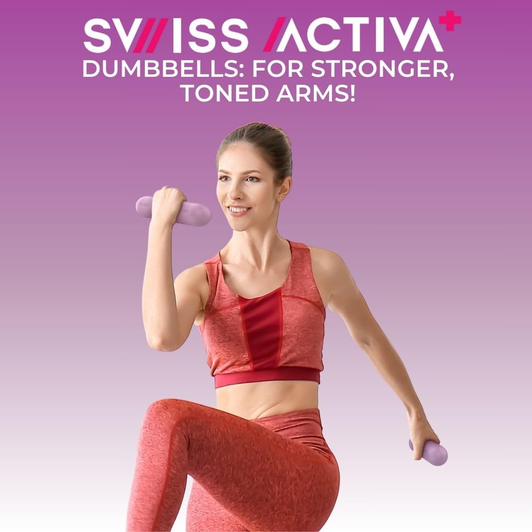 Swiss Activa+ Premium dumbbells - 3 lb Weights for Women Set of 2 - weights for women at home - small weights for yoga - hand weights sets for women - 3 pound bars - dumbbells - pilates womens weights