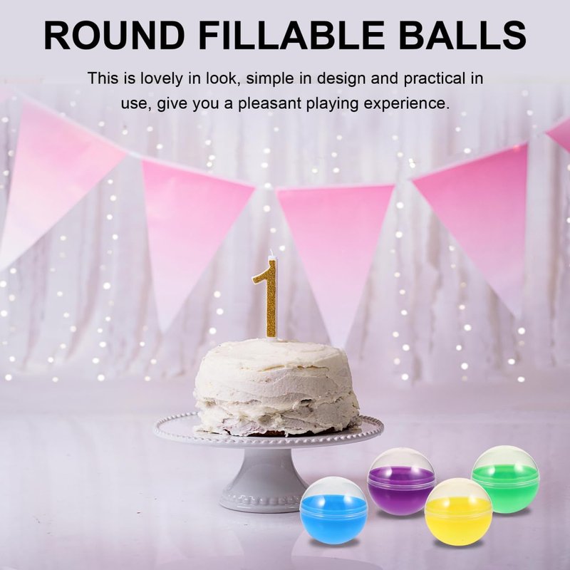 Sosoport Fillable Plastic Balls 1.77In Round Capsules 60 Pcs Multi-Function Empty Balls for Party Favors DIY Crafts Classroom Prizes