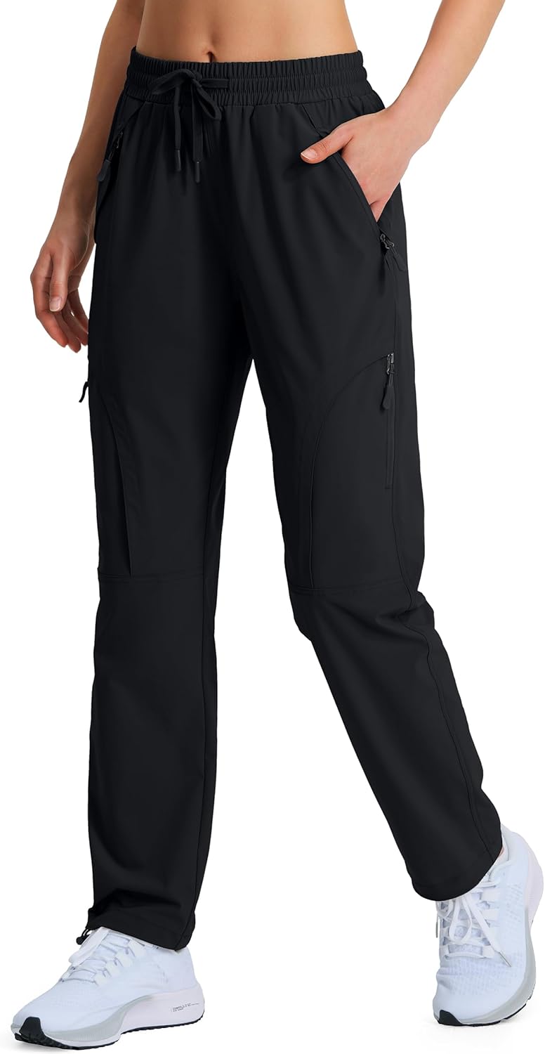 Hugut Women's Quick-Dry Hiking Pants | Lightweight Cargo with UPF 50 & Water-Resistant Zipper Pockets