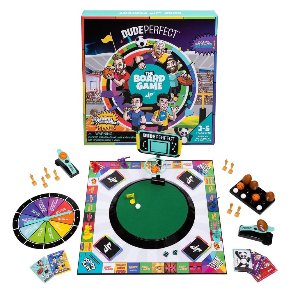 Dude Perfect Board Game with Soccer Add On; Action Packed Sports Challenges for Competitive Kids and Families | Perfect for Family Game Night; 2 to 5 Players; Ages 4 and up