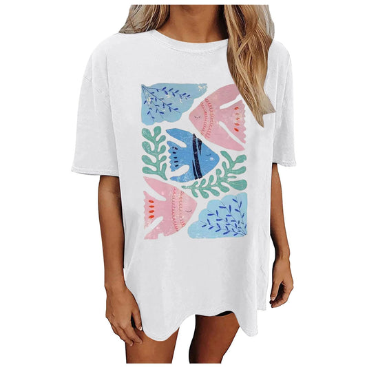 Womens Oversized Tshirt Flower Graphic Tees Nashville Music Short Sleeve Shirts Summer Casual Loose Beach Tops 2024