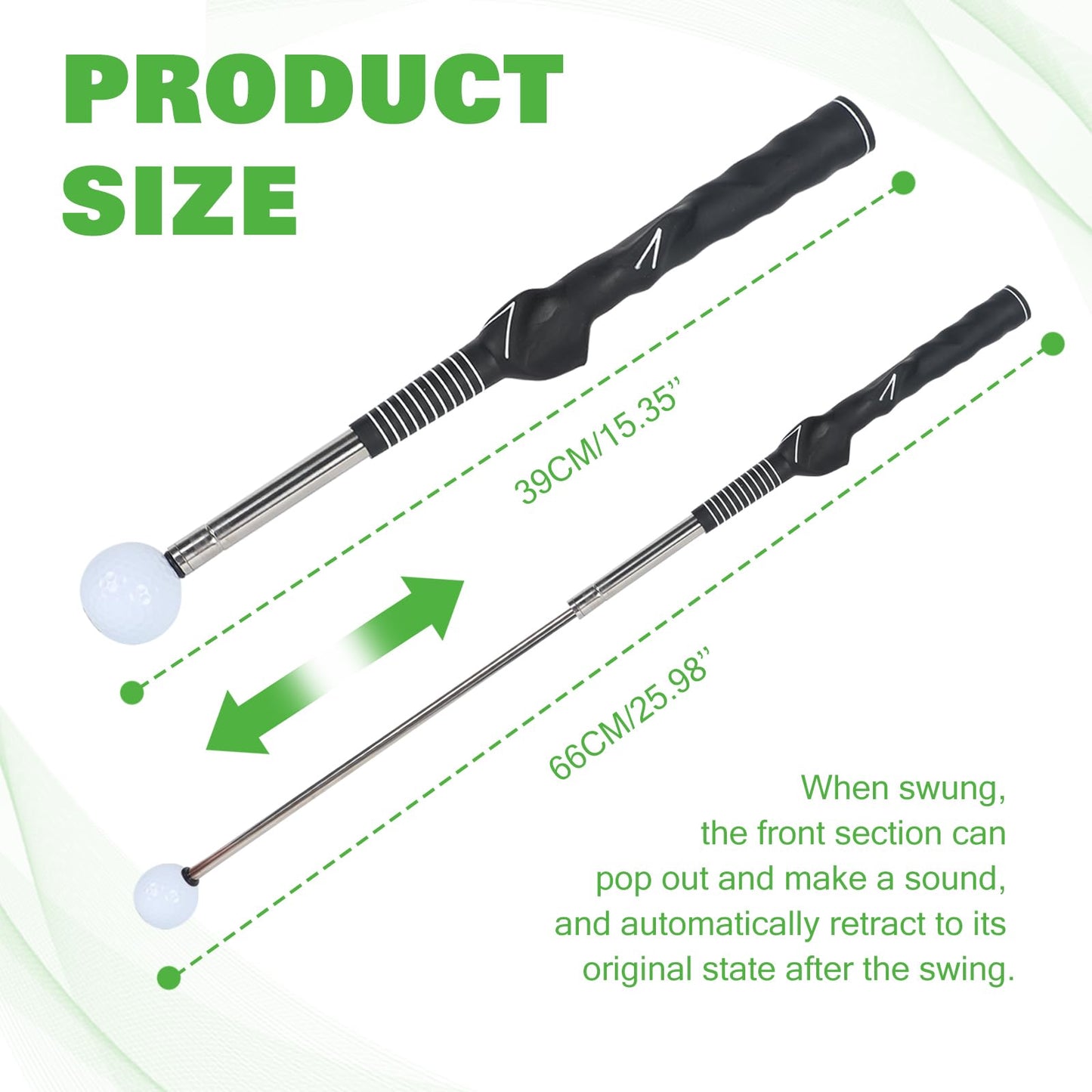 Crystalberry Retractable Golf Swing Training Aid Golf Training Aid for Warm-Up Portable Golf Swing Trainer Golf Accessories Strength & Tempo Training for Chipping Hitting
