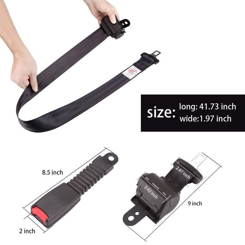 10L0L Retractable Golf Cart Seat Belt Kits for EZGO, Club Car & Yamaha, 42" Seat Belts Set of 2, Street Legal Safety Belts with Screws