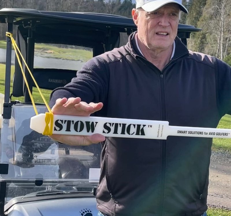 STOW STICK Adds Golf Skill, Play Smart & Putt Better, Protects Clubs, No Lost Gear, Travel Bag Arm, Resistance Tool, Putting Alignment Aid, Pregame Warm-Up, Golf Forever Stretching Bar & Training