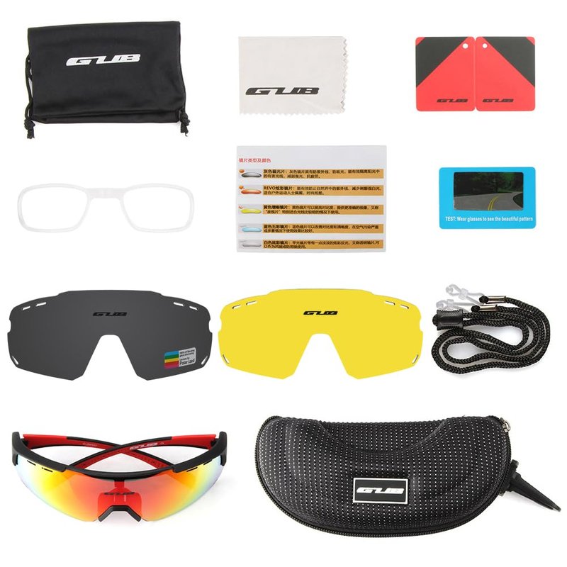 GUB 6500 Bicycle Glasses Lens Goggles UV400 Riding Glasses Bicycle Polarized Glasses Men and Women's Outdoor Sports Sunglasses (Black-White)