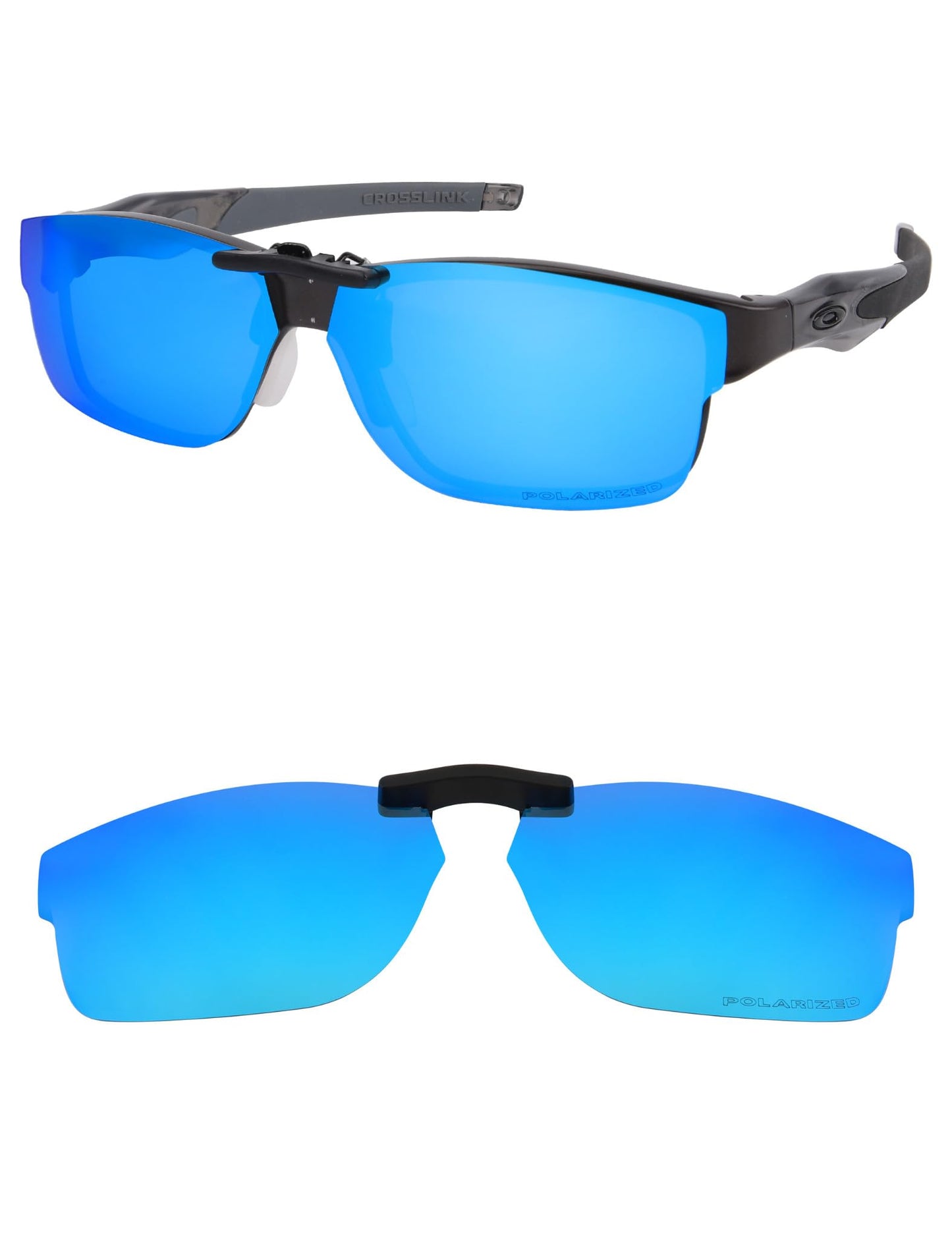 HILEEN Polarized Clip-on Sunglasses for Oakley Crosslink OX3128 53-18 for Men Women UV Protection-Ice Blue