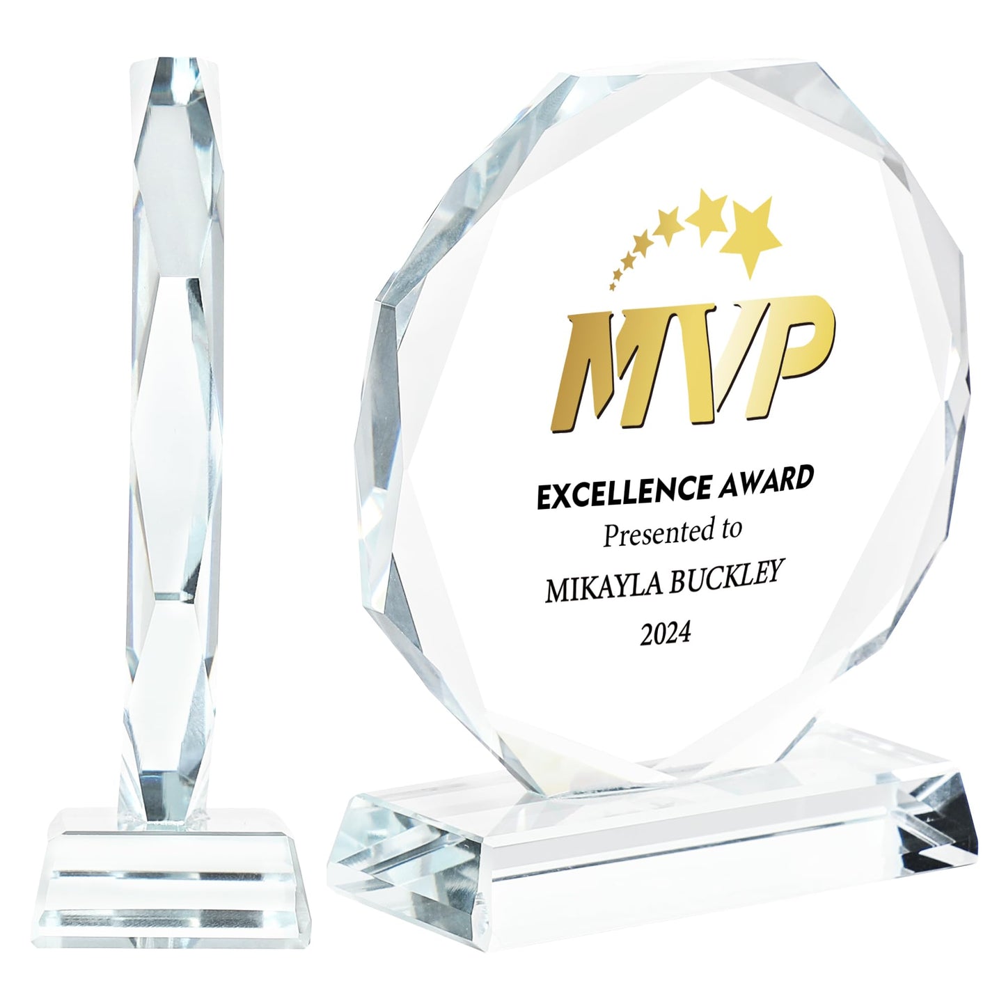 ZALHIN Personalized Crystal Trophy Award - Award for Employees- Plaques Personalized Engraved- Coworker Gift (Choose Logo/Colorful)