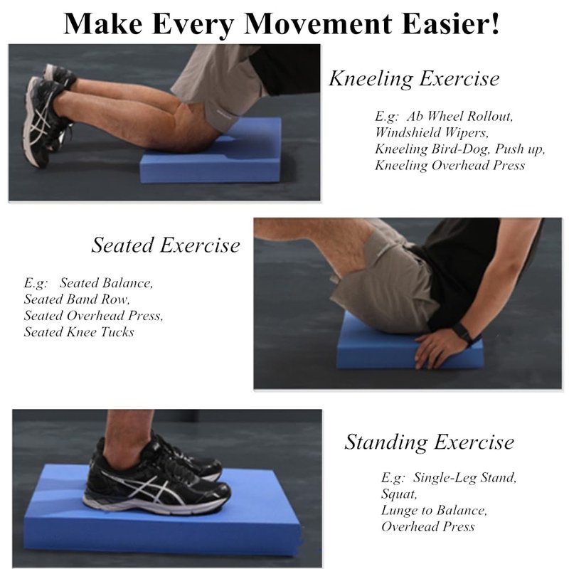 High-Density Balance Pad, Extra Large Balance Pad for Physical Therapy, TPU Foam Balance Board for Rehabilitation Stability Workout Knee and Ankle Exercise (Blue, 19.69 * 15.7 * 2.36inch)