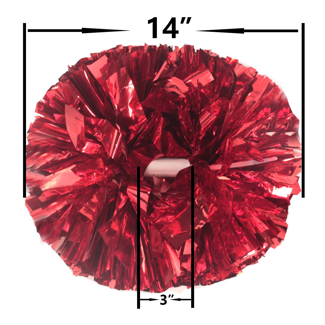 Hooshing 2PCS Red Pom Poms Cheerleading with Baton Handle for Team Spirit Sports Dance Cheering