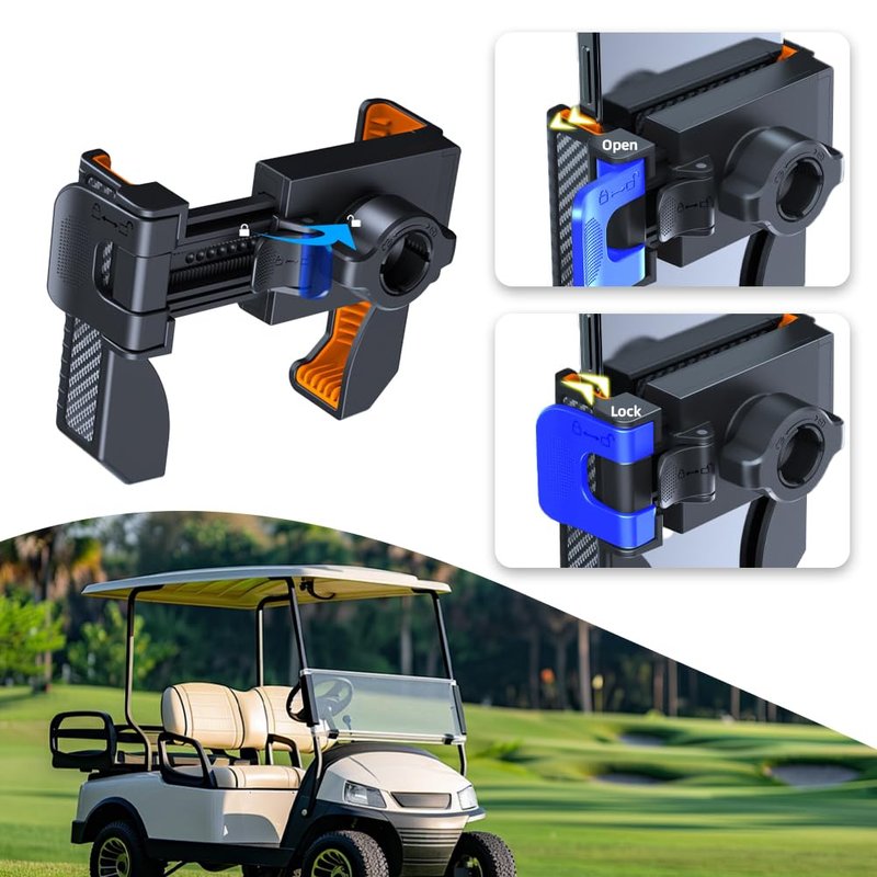 Tiiyee Magnetic Golf Cart Phone Holder, Golf Cart Phone Mount Phone Caddy N52 Magnet Base 360° Rotatable Essentials Gift for Club Car Friend Men Women Golfers Gym Workout Record, Golf Cart Accessories