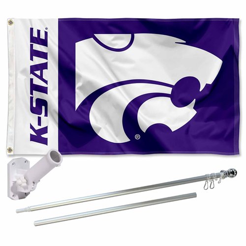 College Flags & Banners Co. Kansas State University 3x5 Flag and Pole Bracket Mount Bundle