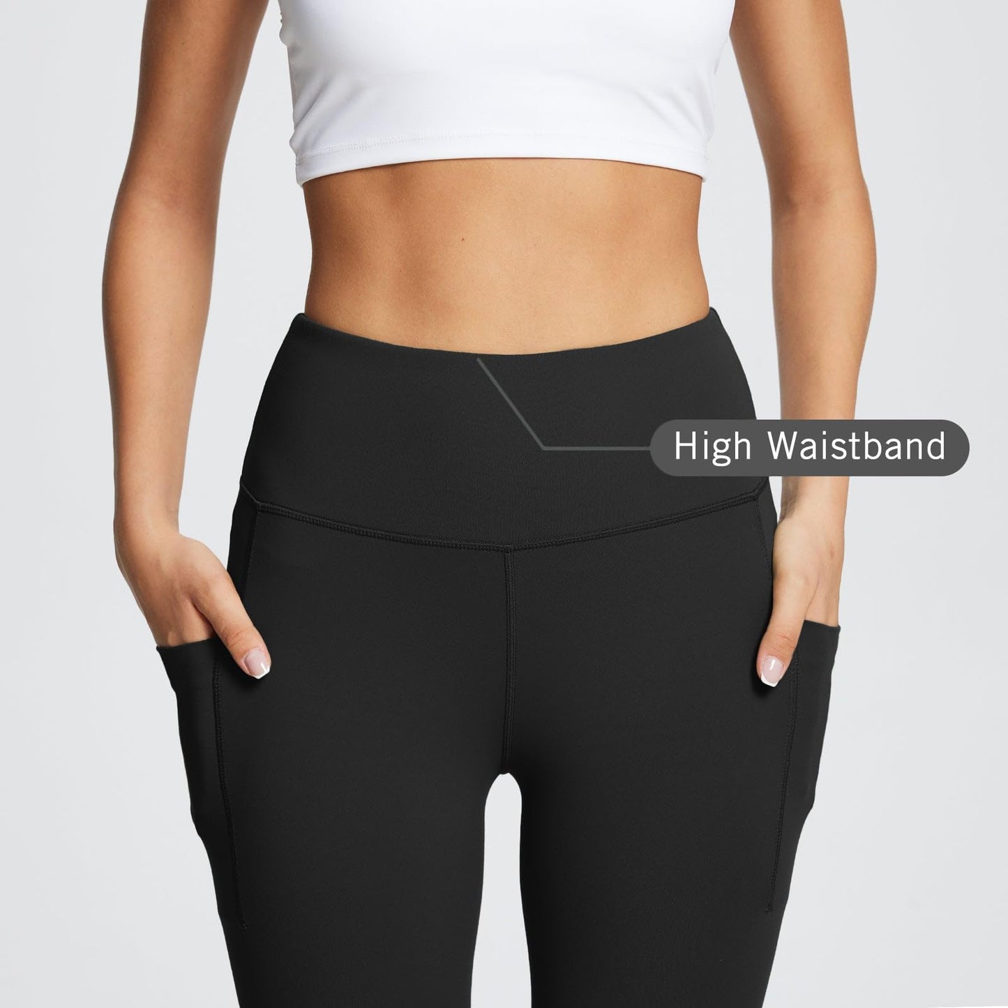 baleaf Women's Leggings with Pockets Black M