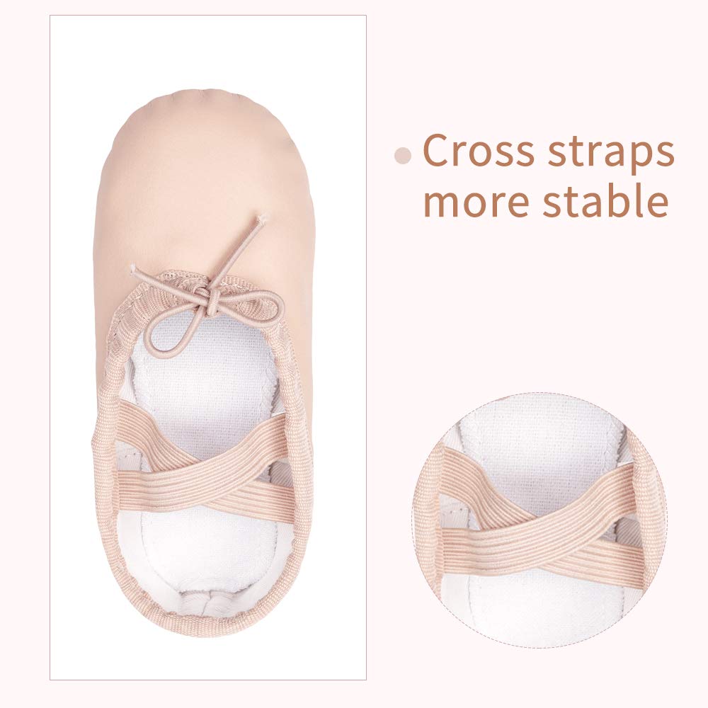 Stelle Ballet Shoes for Girls Toddler Ballet Slippers Soft Leather Boys Dance Shoes for Toddler/Little Kid/Big Kid(Ballet Pink (with Lace), 6MB)