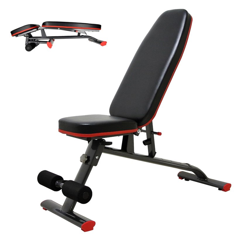 Fitvids Heavy Duty Adjustable and Foldable Utility Weight Bench for Upright, Incline, Decline, and Flat Exercise,Midnight