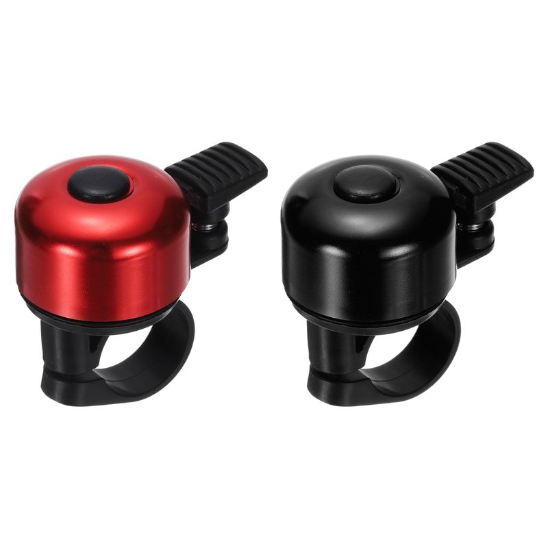 HARFINGTON 2pcs Bike Bell Mini Bicycle Bell with Loud Crisp Clear Sound Bike Ring Bell Aluminum Bike Accessories for Road Adults Children Mountain Bike, Black Red