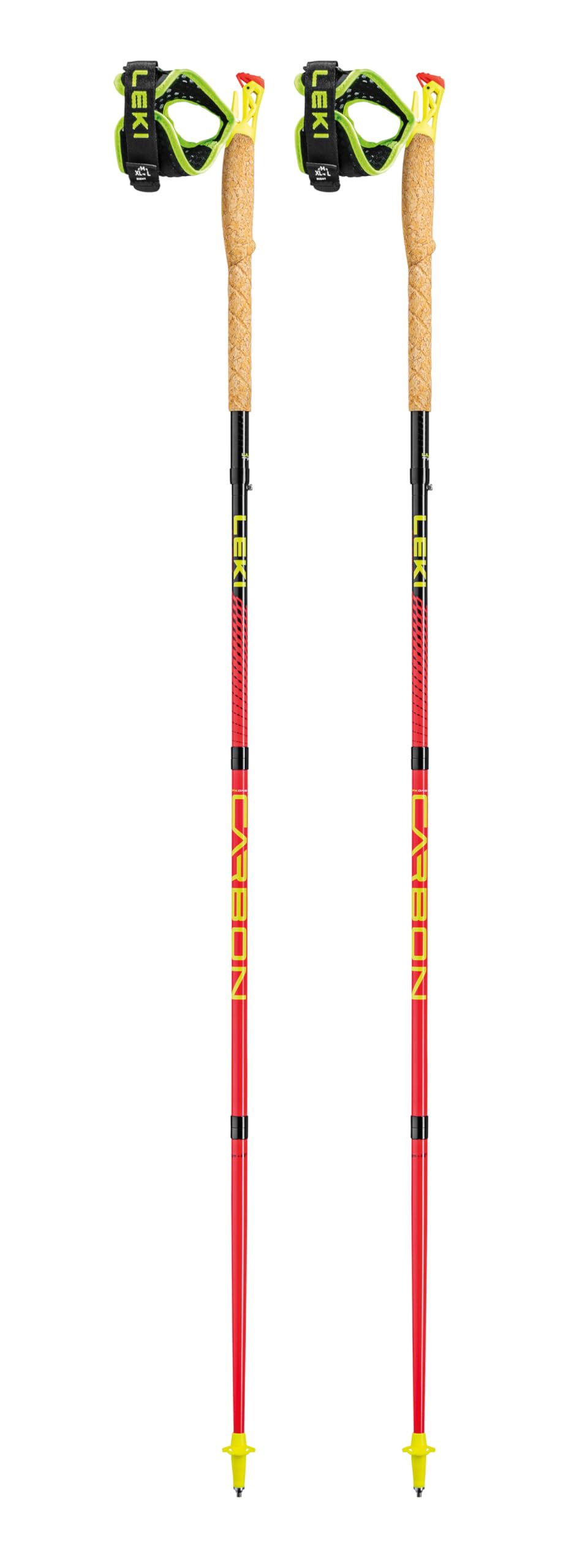 LEKI Ultratrail FX.One Carbon Collapsible Lightweight Trekking Poles for Hiking & Trail Running - Red-Black - 105 cm