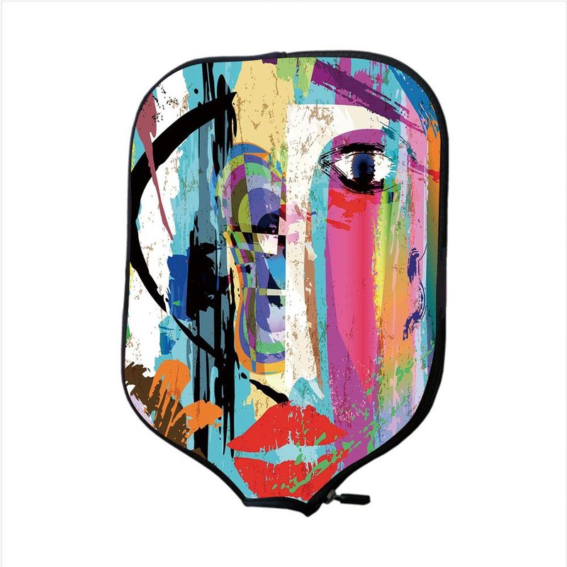 iPrint Pickleballs Paddles Rackets Cover Case, Abstraction, Woman Face Art, Multicolor, Fit for Most Rackets - Protect Your Paddles