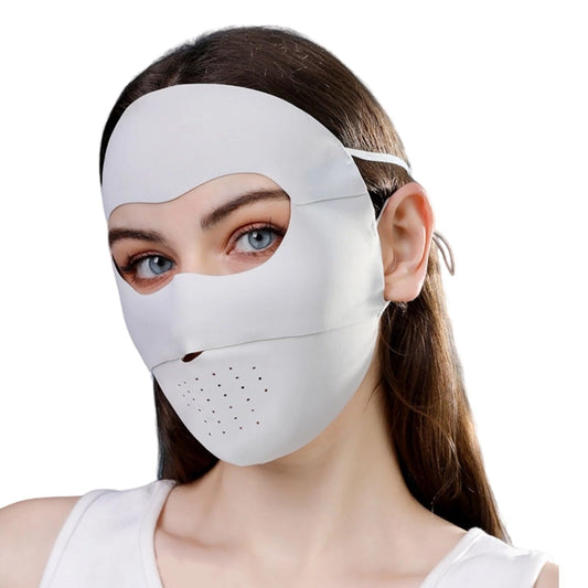 Ice Silk Seamless Full-Face Sun Protection Mask Summer UV Protection Women's Facekini Thin Breathable Mask (Light Grey)