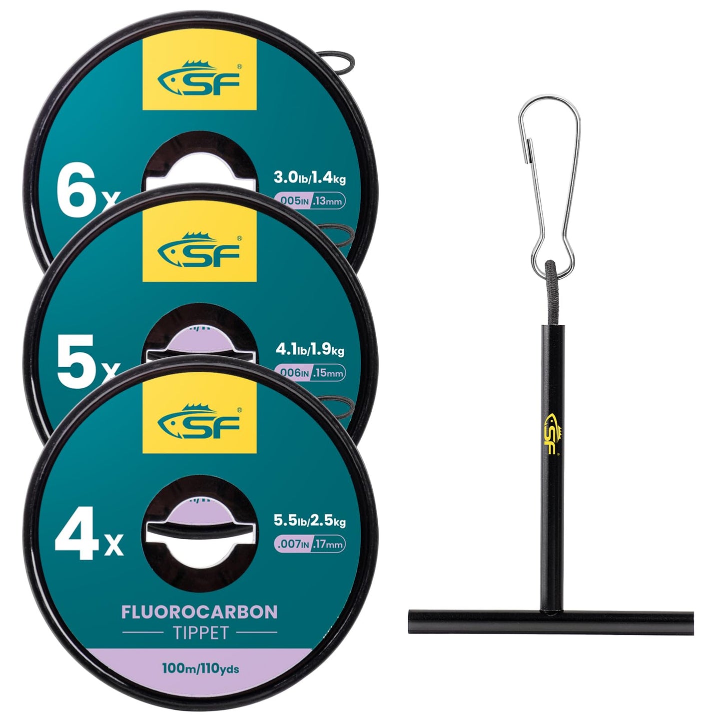 SF Clear Fluorocarbon Tippet Line with Holder Fly Fishing Tippets Leaders Trout 100M # 4-5-6X 3 Pcs
