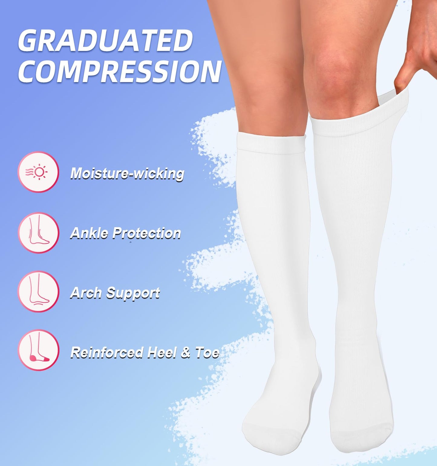 BLONGW Compression Socks for Women & Men Circulation (4 Pairs) 15-20 mmHg is Best Support for Nurses Running Hiking Travel,Large-X-Large