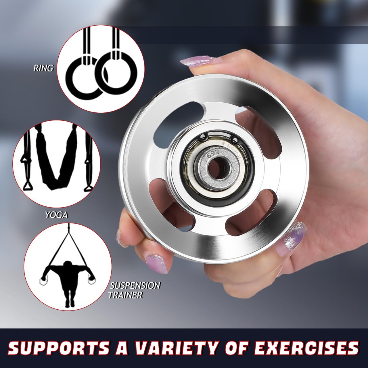 Healifty Aluminum Pulley Wheel Heavy Duty Gym Equipment Accessories 3.46X3.46X0.78 Inch Smooth Bearing Cable Pulley Replacement for Fitness Machines