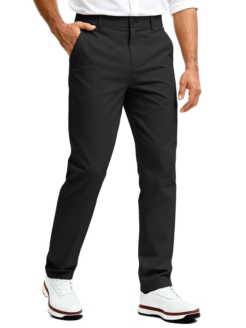 Comdecevis Golf Pants Men Slim Fit Mens Pants Casual 32 Inseam Stretch Quick Dry Wrinkle Free Lightweight Business Men's Fashion Slacks, Black, 34x32