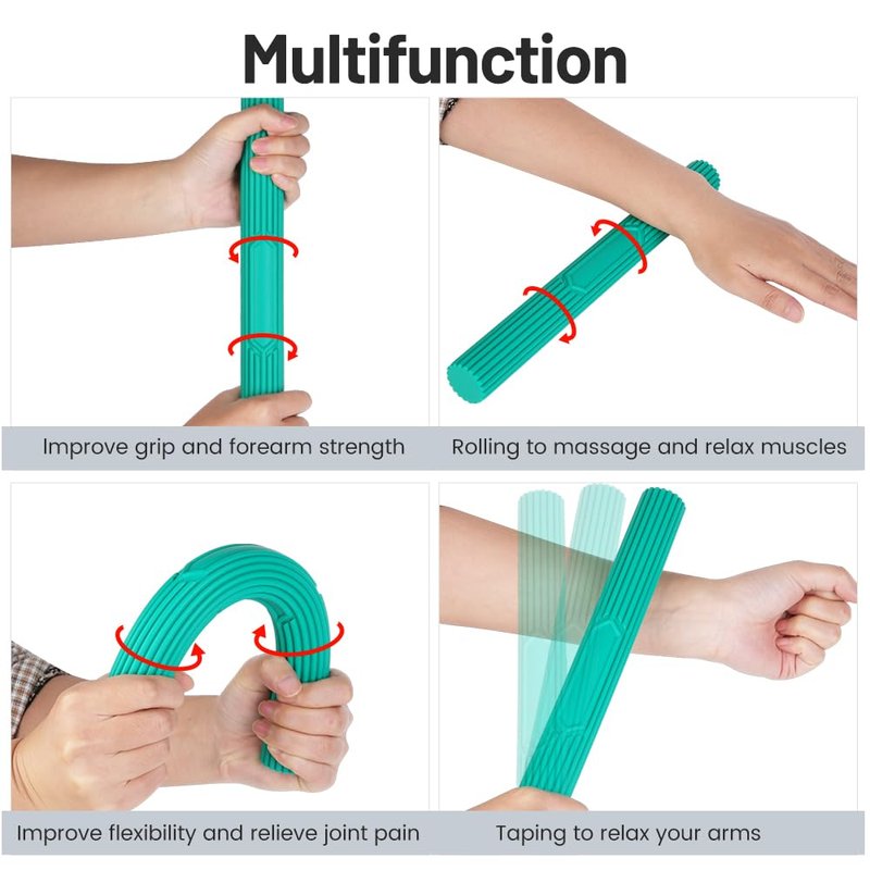 Inspack Flex 3-Piece Physical Therapy Bar Set for Tennis Elbow, Tendonitis & Forearm Pain Relief, Adjustable Resistance Hand & Grip Strengthener for Rehabilitation and Strength Training